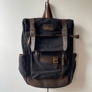 Gandys Original Bali Backpack Organic Coated Cotton Black Brown Leather Map